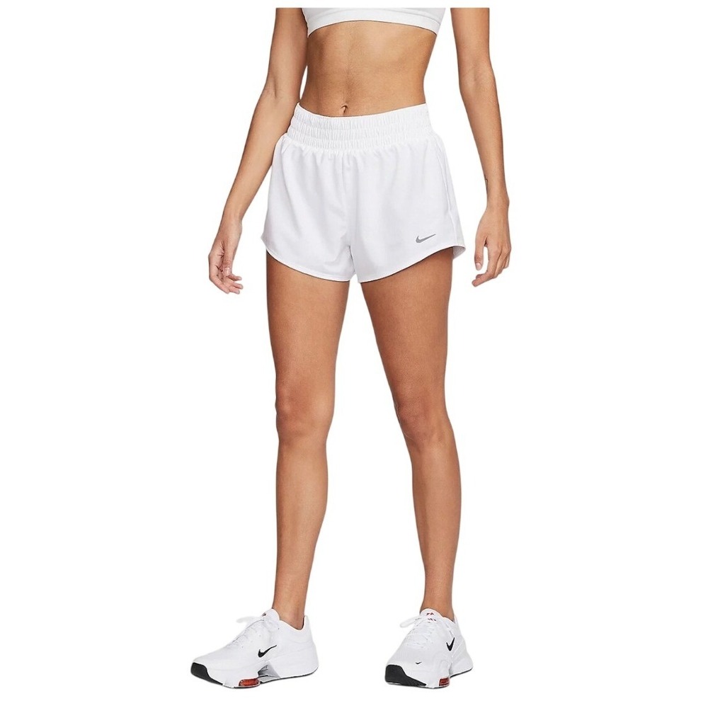 Nike Shorts Women XL One Dri-FIT Mid-Rise 3in White Smocked DX6642-100 NEW